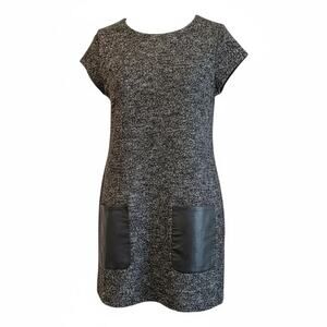 J Crew Dress Womens Large Gray‎ Wool Blend Leather Pockets Career Business